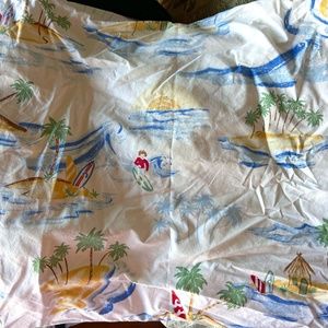Pottery Barn Kids Twin-sized Sheet Set--blue, tropical, surfer-themed